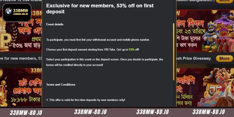 Claim an exclusive 53 percent bonus on your First deposit for new member