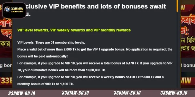 Discover the structure of Exclusive VIP benefits tiers